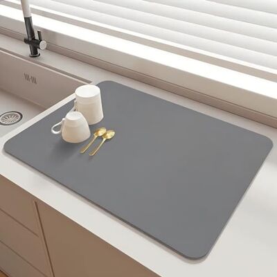 SOQKEEN Alfombrilla Escurreplatos 40 x 30 cm, Absorbente Cocina, Gris Claro Para Cafeteras y Cocinas Pequeñas, Absorción Rápida, Protege la Encimera, Antideslizante, Fácil de Limpiar SOQKEEN Alfombrilla Escurreplatos 40 x 30 cm, Absorbente Cocina, Gris Claro Para Cafeteras y Cocinas Pequeñas, Absorción Rápida, Protege la Encimera, Antideslizante, Fácil de Limpiar