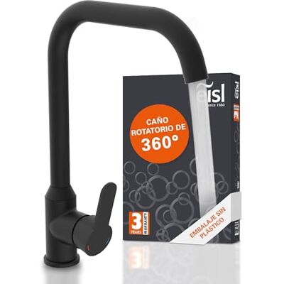 EISL Monza grifo de cocina negro, mezclador de fregadero negro giratorio 360°, mezclador de cocina negro con caño alto, grifo de cocina en negro, EISL Monza grifo de cocina negro, mezclador de fregadero negro giratorio 360°, mezclador de cocina negro con caño alto, grifo de cocina en negro,