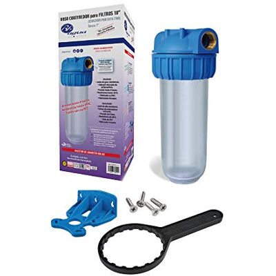 Bbagua Filtro de agua de 10" Rosca Metal de 1" con soporte para pared y llave para cambio de Cartucho o Filtro. No Incluye Filtro. Fácil Instalación y Mantenimiento. . Bbagua Filtro de agua de 10" Rosca Metal de 1" con soporte para pared y llave para cambio de Cartucho o Filtro. No Incluye Filtro. Fácil Instalación y Mantenimiento. .