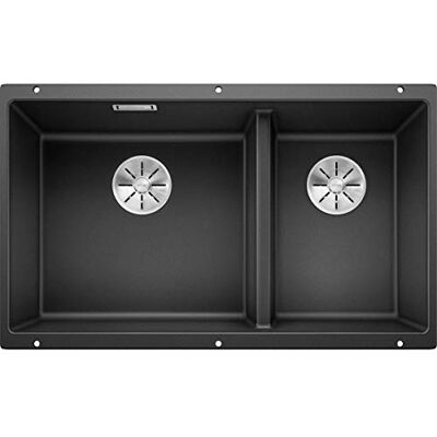 Blanco SUBLINE 430/270-U – Fregadero Doble de Montaje Bajo Encimera para Armarios Bajos de 80 cm de Ancho – De SILGRANIT – 523151, Gris Antracita Blanco SUBLINE 430/270-U – Fregadero Doble de Montaje Bajo Encimera para Armarios Bajos de 80 cm de Ancho – De SILGRANIT – 523151, Gris Antracita