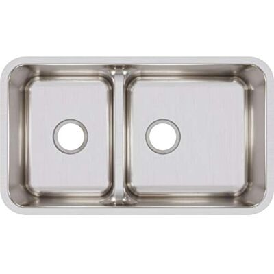 Elkay Lustertone 32-1/16" Undermount Cuenca doble de acero inoxidable fregadero de cocina Acero inoxidable Elkay Lustertone 32-1/16" Undermount Cuenca doble de acero inoxidable fregadero de cocina Acero inoxidable
