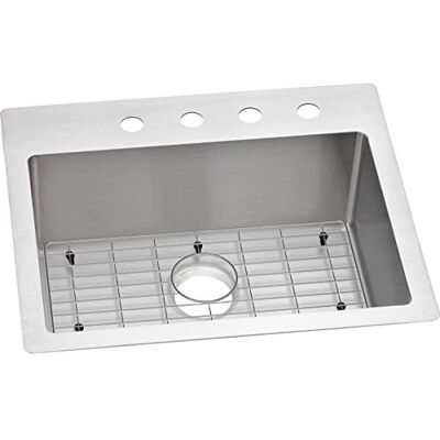 Elkay ECTSR25229BG1 Fregadero de cocina de acero inoxidable calibre 18 de 25 pulgadas x 22 pulgadas x 9 pulgadas, pulido satinado Elkay ECTSR25229BG1 Fregadero de cocina de acero inoxidable calibre 18 de 25 pulgadas x 22 pulgadas x 9 pulgadas, pulido satinado