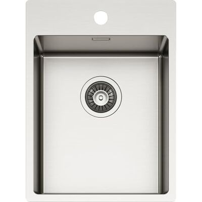 Schock Fregadero de cocina 'New Technick Plus N100S acero inoxidable 304, 390 x 510, interior de la bañera 340 x 400, fregadero de 1 bañera de acero inoxidable cepillado, combinable con mezcladores Schock Fregadero de cocina 'New Technick Plus N100S acero inoxidable 304, 390 x 510, interior de la bañera 340 x 400, fregadero de 1 bañera de acero inoxidable cepillado, combinable con mezcladores