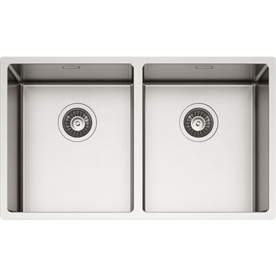 Schock Fregadero de cocina New Technick N200 de acero inoxidable 304, 745 x 440, interior de las cubetas: 2 x 340 x 400, fregadero de 2 senos de acero inoxidable cepillado, combinable con Schock Fregadero de cocina New Technick N200 de acero inoxidable 304, 745 x 440, interior de las cubetas: 2 x 340 x 400, fregadero de 2 senos de acero inoxidable cepillado, combinable con