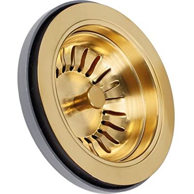 LIRA Pelota de baloncesto con desbordamiento completo redondo para fregaderos de cocina de oro satinado LIRA Pelota de baloncesto con desbordamiento completo redondo para fregaderos de cocina de oro satinado