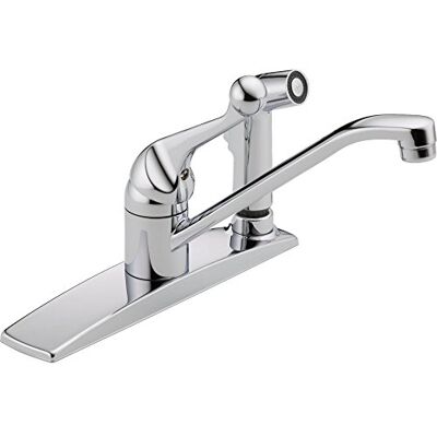 DELTA grifo Classic, sola manija grifo de la cocina con Integral Spray, cromado DELTA grifo Classic, sola manija grifo de la cocina con Integral Spray, cromado