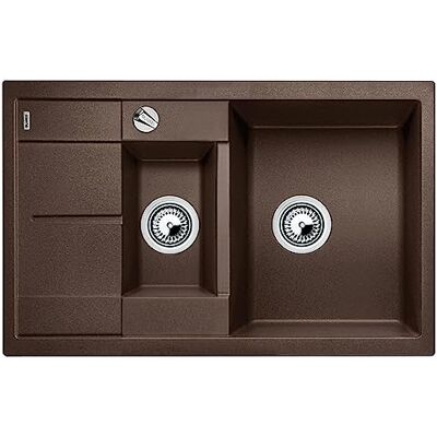 Blanco METRA 6 S Compact – Fregadero Rectangular de Granito para Armarios Bajos de 60 cm de Ancho – Con Drenaje Adicional y Escurridor Reducido – En SILGRANIT – Marrón – Blanco METRA 6 S Compact – Fregadero Rectangular de Granito para Armarios Bajos de 60 cm de Ancho – Con Drenaje Adicional y Escurridor Reducido – En SILGRANIT – Marrón –