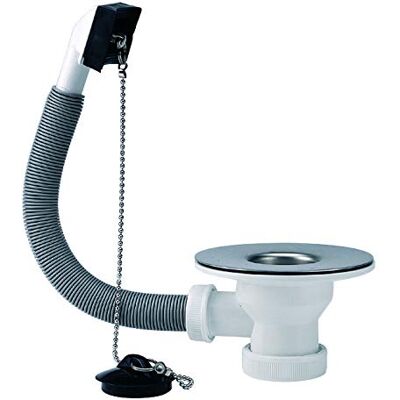 Adequa Válvula Gigante para Fregadero con Tubo Flexible, Chapa, Tapón y Cadena, 115 mm Adequa Válvula Gigante para Fregadero con Tubo Flexible, Chapa, Tapón y Cadena, 115 mm