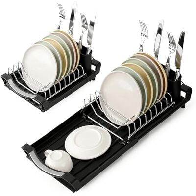 Cozary Escurreplatos sobre Fregadero, Escurridor de Platos para Fregadero Extensible (28-47CM), Escurridor de Cubiertos, Organizador de Cocina Compacto Cozary Escurreplatos sobre Fregadero, Escurridor de Platos para Fregadero Extensible (28-47CM), Escurridor de Cubiertos, Organizador de Cocina Compacto