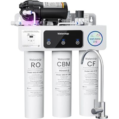 Waterdrop T3-M Sistema de Ósmosis Inversa Remineralizante, 450 GPD Certificado NSF/ANSI 372, Proporción Agua Pura/Desagüe 2:1, Sistema sin Depósito, Filtro RO de 9 Etapas, Requiere Enchufe Waterdrop T3-M Sistema de Ósmosis Inversa Remineralizante, 450 GPD Certificado NSF/ANSI 372, Proporción Agua Pura/Desagüe 2:1, Sistema sin Depósito, Filtro RO de 9 Etapas, Requiere Enchufe