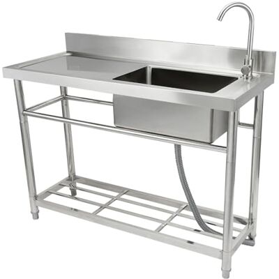 VEVOR Fregadero Utilitario de Acero Inoxidable, Juego de Fregadero de Cocina Comercial de un solo Tazón con Banco de Trabajo, Fregaderos Comerciales de un solo Tazón de 430 x 330 x 220 mm VEVOR Fregadero Utilitario de Acero Inoxidable, Juego de Fregadero de Cocina Comercial de un solo Tazón con Banco de Trabajo, Fregaderos Comerciales de un solo Tazón de 430 x 330 x 220 mm
