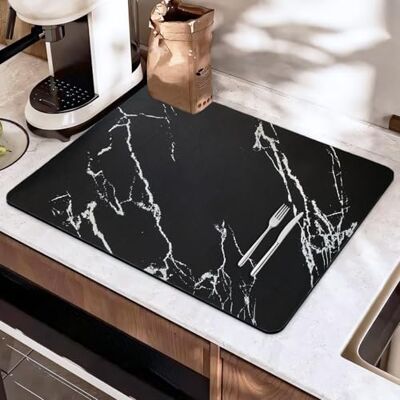 SOQKEEN Alfombrilla Escurreplatos 50 x 40 cm Absorbente Mármol Negro Junto al Fregadero y Bajo el Escurridor, Absorbe el Agua, Protege la Encimera, Antideslizante, Fácil de Limpiar SOQKEEN Alfombrilla Escurreplatos 50 x 40 cm Absorbente Mármol Negro Junto al Fregadero y Bajo el Escurridor, Absorbe el Agua, Protege la Encimera, Antideslizante, Fácil de Limpiar