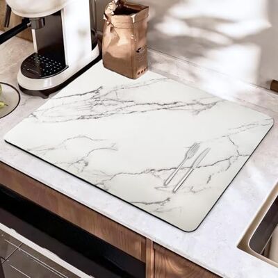 SOQKEEN Alfombrilla Escurreplatos 50 x 40 cm Absorbente Mármol Blanco Junto al Fregadero y Bajo el Escurridor, Absorbe el Agua, Protege la Encimera, Antideslizante, Fácil de Limpiar SOQKEEN Alfombrilla Escurreplatos 50 x 40 cm Absorbente Mármol Blanco Junto al Fregadero y Bajo el Escurridor, Absorbe el Agua, Protege la Encimera, Antideslizante, Fácil de Limpiar