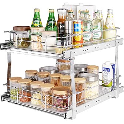 VEVOR Estante Debajo del Fregadero 2 niveles 431x539x383 mm Estante Deslizante para Armario de Acero Cromado con Estantes Carga de 30 kg Deslizamiento Suave Tamaño de Instalación 461x569x483 mm VEVOR Estante Debajo del Fregadero 2 niveles 431x539x383 mm Estante Deslizante para Armario de Acero Cromado con Estantes Carga de 30 kg Deslizamiento Suave Tamaño de Instalación 461x569x483 mm