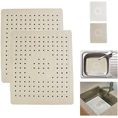 AllTopBargains Paquete de 2 alfombrillas de drenaje para fregadero de cocina, 25,4 x 30,5 cm, goma antideslizante duradera AllTopBargains Paquete de 2 alfombrillas de drenaje para fregadero de cocina, 25,4 x 30,5 cm, goma antideslizante duradera