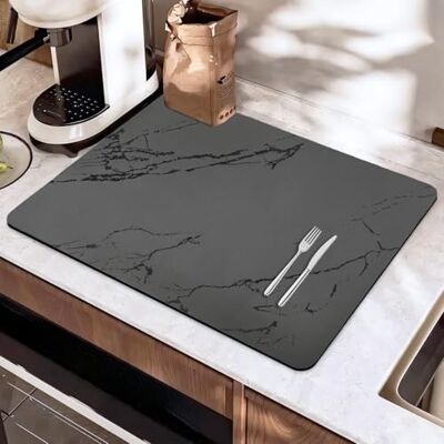 SOQKEEN Alfombrilla Escurreplatos 40 x 30 cm Absorbente Mármol Gris Bajo la Cafetera y en Rincones Pequeños, Absorbe Salpicaduras, Protege la Encimera, Antideslizante, Recortable SOQKEEN Alfombrilla Escurreplatos 40 x 30 cm Absorbente Mármol Gris Bajo la Cafetera y en Rincones Pequeños, Absorbe Salpicaduras, Protege la Encimera, Antideslizante, Recortable