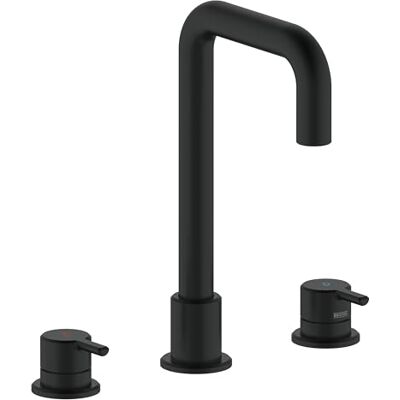 Bristan Altum Grifo mezclador para lavabo con 3 agujeros y función de ahorro de agua, grifo de baño montado en cubierta, acabado negro Bristan Altum Grifo mezclador para lavabo con 3 agujeros y función de ahorro de agua, grifo de baño montado en cubierta, acabado negro