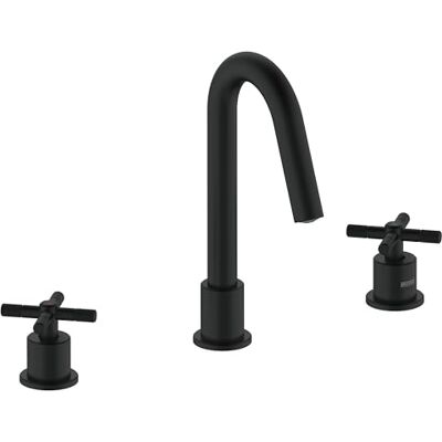 Bristan Cruzar Grifo mezclador para lavabo con 3 agujeros y función de ahorro de agua, grifo de baño montado en cubierta, acabado negro Bristan Cruzar Grifo mezclador para lavabo con 3 agujeros y función de ahorro de agua, grifo de baño montado en cubierta, acabado negro