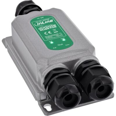 InLine PoE++ Inyector para Exteriores (60 W, 1 GB/s, IP67, IK10) IEEE 802.3af/at/bt, 2 x RJ45, carcasa metálica, hasta 100 m, plug and play InLine PoE++ Inyector para Exteriores (60 W, 1 GB/s, IP67, IK10) IEEE 802.3af/at/bt, 2 x RJ45, carcasa metálica, hasta 100 m, plug and play