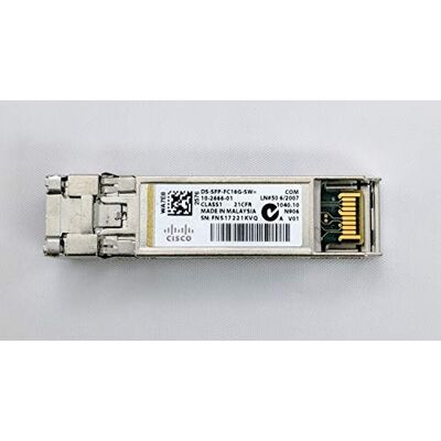 Cisco Systems DS-SFP-FC16G-SW Módulo transceptor SFP+ 16Gb Fibre Channel (onda corta) fibra óptica LC multimodo hasta 400 m 850 nm para P/N: DS-X9448-768K9= Cisco Systems DS-SFP-FC16G-SW Módulo transceptor SFP+ 16Gb Fibre Channel (onda corta) fibra óptica LC multimodo hasta 400 m 850 nm para P/N: DS-X9448-768K9=