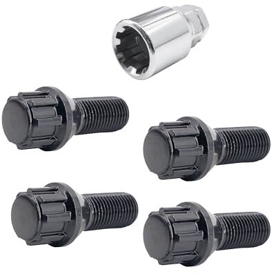 Simoni Racing Kit de 4 pernos antirrobo para ruedas con llave, 19 mm, M14 x 1,5, longitud 25 mm, color negro Simoni Racing Kit de 4 pernos antirrobo para ruedas con llave, 19 mm, M14 x 1,5, longitud 25 mm, color negro