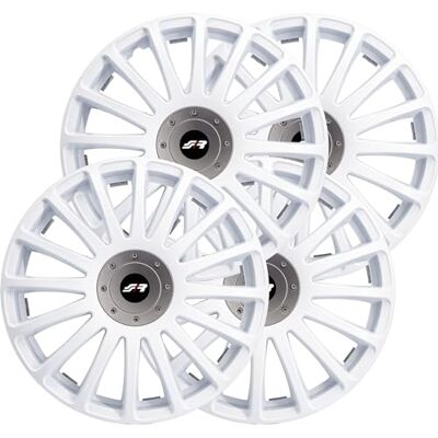 Simoni Racing GP/16 W Juego de 4 tapacubos Gran Prix White de 16 Pulgadas para Coche, Color Blanco y Plateado Simoni Racing GP/16 W Juego de 4 tapacubos Gran Prix White de 16 Pulgadas para Coche, Color Blanco y Plateado