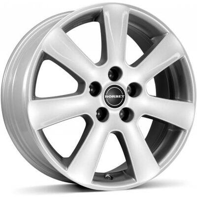 Borbet 7 x 16 ET 50 Círculo del perno 5 x 108 Hub centrado 63.35 70650108563.35 KS/T, cristal plata Borbet 7 x 16 ET 50 Círculo del perno 5 x 108 Hub centrado 63.35 70650108563.35 KS/T, cristal plata