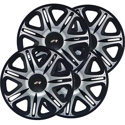Simoni Racing NAS/15SB Juego de 4 tapacubos universales Nascar Silver Black de 15 Pulgadas, tapacubos para Coche, Color Negro y Gris Plateado Simoni Racing NAS/15SB Juego de 4 tapacubos universales Nascar Silver Black de 15 Pulgadas, tapacubos para Coche, Color Negro y Gris Plateado