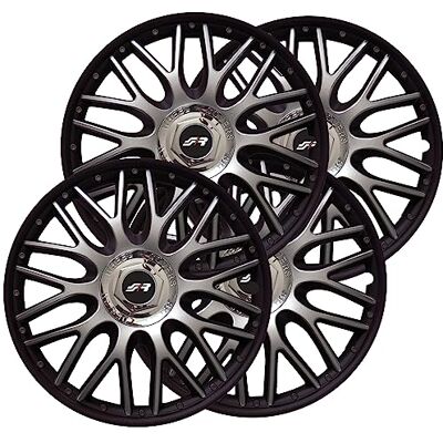Simoni Racing ORD/14B Juego de 4 tapacubos universales Orden Black de 14 Pulgadas (14 Pulgadas), Color Gris y Negro Simoni Racing ORD/14B Juego de 4 tapacubos universales Orden Black de 14 Pulgadas (14 Pulgadas), Color Gris y Negro