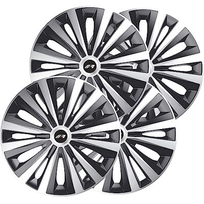Simoni Racing MUL/14SB, Juego de 4 tapacubos universales Multi Silver Black de 14 Pulgadas, tapacubos para Coche, Gris y Negro Simoni Racing MUL/14SB, Juego de 4 tapacubos universales Multi Silver Black de 14 Pulgadas, tapacubos para Coche, Gris y Negro