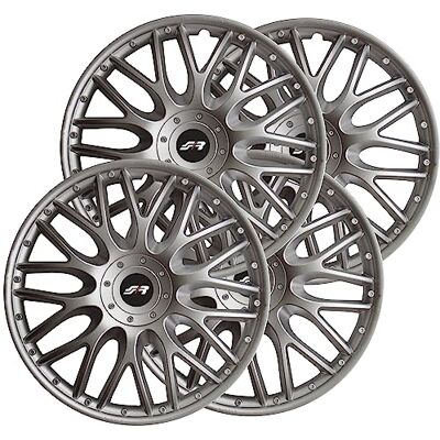 Simoni Racing ORD/14 Juego de 4 tapacubos Orden de 14 Pulgadas, tapacubos universales para Coche, Color Gris Plateado Simoni Racing ORD/14 Juego de 4 tapacubos Orden de 14 Pulgadas, tapacubos universales para Coche, Color Gris Plateado