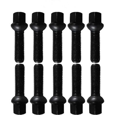 TRACER Juego de 10 pernos de rueda negros M14 x 1,5 65 mm R14 TRACER Juego de 10 pernos de rueda negros M14 x 1,5 65 mm R14