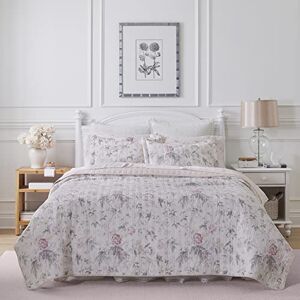 Laura Ashley 100% algodón, Reversible, Ligera y Transpirable, prelavada para Mayor suavidad, Rosa/Gris, tamaño King Laura Ashley 100% algodón, Reversible, Ligera y Transpirable, prelavada para Mayor suavidad, Rosa/Gris, tamaño King