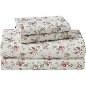Laura Ashley Juego de sábanas tamaño Individual, Ropa de Cama de Franela de algodón, Cepillado para Mayor suavidad y Comodidad (Naranja Flor Clara, Individual) Laura Ashley Juego de sábanas tamaño Individual, Ropa de Cama de Franela de algodón, Cepillado para Mayor suavidad y Comodidad (Naranja Flor Clara, Individual)