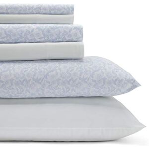 Laura Ashley Juego de sábanas de 6 Piezas, de algodón percal, tamaño Queen, decoración Fresca y Suave para el hogar, Azul (Belle Blue Cashmere) Laura Ashley Juego de sábanas de 6 Piezas, de algodón percal, tamaño Queen, decoración Fresca y Suave para el hogar, Azul (Belle Blue Cashmere)