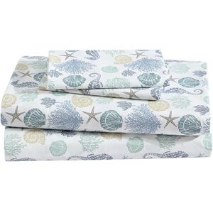 Conjunto de sábanas de microfibra con estampado costero de Beatrice Home Fashions - Twin Conjunto de sábanas de microfibra con estampado costero de Beatrice Home Fashions - Twin