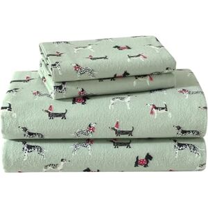 Laura Ashley Juego de sábanas King, Ropa de Cama de Franela de algodón, Cepillado para Mayor suavidad y Comodidad (Holiday Pups, Verde, King) Laura Ashley Juego de sábanas King, Ropa de Cama de Franela de algodón, Cepillado para Mayor suavidad y Comodidad (Holiday Pups, Verde, King)