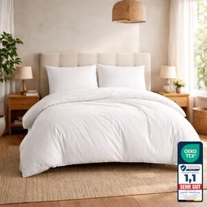 Komfortec Sábana de microfibra blanca - Juego de funda nórdica Komfortec Sábana de microfibra blanca - Juego de funda nórdica