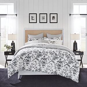 Laura Ashley Home Juego de edredón de 100, Reversible, Incluye Funda de Almohada Europea y Almohadas de algodón, Negro, tamaño Queen Laura Ashley Home Juego de edredón de 100, Reversible, Incluye Funda de Almohada Europea y Almohadas de algodón, Negro, tamaño Queen