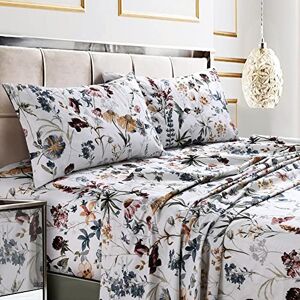 Juego de Sábanas de Tamaño Completo Tribeca Living - Estampado Floral, Sateen de Algodón 300 Hilos Juego de Sábanas de Tamaño Completo Tribeca Living - Estampado Floral, Sateen de Algodón 300 Hilos