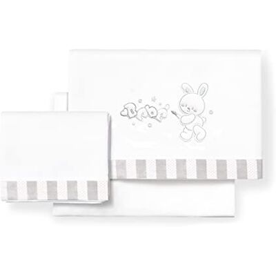 Interbaby Juego de sábanas de cuna Rabbit Bebé blanco y gris Interbaby Juego de sábanas de cuna Rabbit Bebé blanco y gris