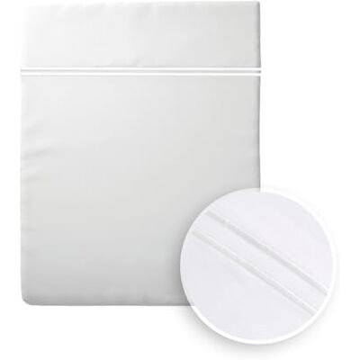 Pure Sábana Bajera para 2 Personas, sábana encimera de 240 x 300 cm, 100% satén de algodón, 200 Hilos, 120 g/m², fácil de Planchar, Suave, Certificado Öko-Tex, Silueta Color Blanco/Blanco Pure Sábana Bajera para 2 Personas, sábana encimera de 240 x 300 cm, 100% satén de algodón, 200 Hilos, 120 g/m², fácil de Planchar, Suave, Certificado Öko-Tex, Silueta Color Blanco/Blanco