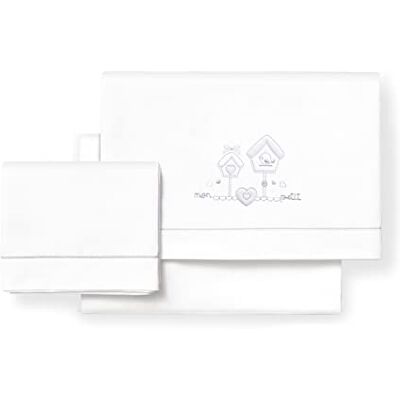Interbaby Juego de sábanas de cuna Mon Petit blanco y gris Interbaby Juego de sábanas de cuna Mon Petit blanco y gris