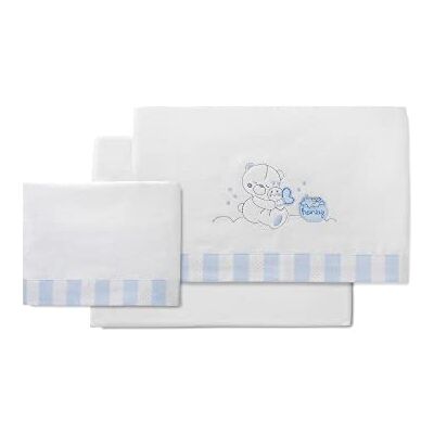 Interbaby Sábanas de Franela para cuna Honey Bear blanco y azul Interbaby Sábanas de Franela para cuna Honey Bear blanco y azul