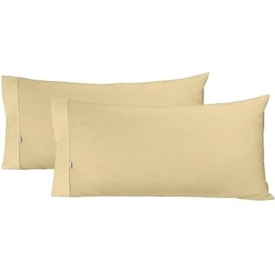 ESTELIA Pack de Dos Fundas de Almohada Color Arena 45x80 cm 50% algodón / 50% poliéster 144 Hilos Suave, Resistente y Duradera ESTELIA Pack de Dos Fundas de Almohada Color Arena 45x80 cm 50% algodón / 50% poliéster 144 Hilos Suave, Resistente y Duradera