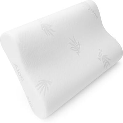 DUÉRMETE ONLINE Almohada Cervical y Cuello Viscoelástica Cojín Ortopédico para Dormir, Antiácaros Antialérgico y Transpirable Ideal para Dolores de Cuello, Funda Aloe Vera Extraíble y Lavable DUÉRMETE ONLINE Almohada Cervical y Cuello Viscoelástica Cojín Ortopédico para Dormir, Antiácaros Antialérgico y Transpirable Ideal para Dolores de Cuello, Funda Aloe Vera Extraíble y Lavable