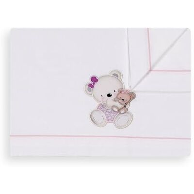 Interbaby Juego de sábanas OSO COLUMPIO en blanco rosa para Carro y Capazo de Bebé · 100% ALGODÓN · Interbaby Juego de sábanas OSO COLUMPIO en blanco rosa para Carro y Capazo de Bebé · 100% ALGODÓN ·