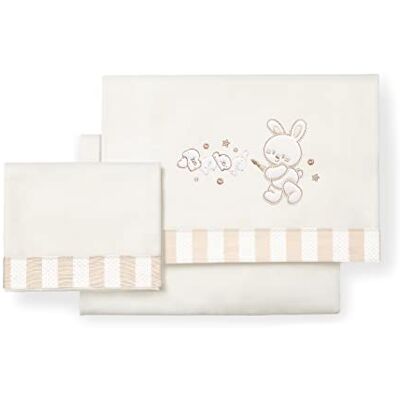 Interbaby Juego de sábanas de minicuna Rabbit Bebé beige Interbaby Juego de sábanas de minicuna Rabbit Bebé beige