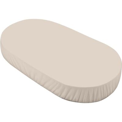 waldin Sábana Bajera, Cuna Ovalada 7 en 1, Jersey Algodón Grande 124l x 73an cm, Color Champán, Certificado Oeko Tex, Antideslizante, Lavable a 40 °C waldin Sábana Bajera, Cuna Ovalada 7 en 1, Jersey Algodón Grande 124l x 73an cm, Color Champán, Certificado Oeko Tex, Antideslizante, Lavable a 40 °C
