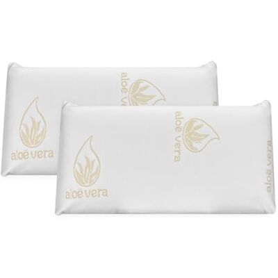 DUÉRMETE ONLINE Almohada Viscoelástica Aloe Vera Visco Máximo Confort y Excelente Adaptabilidad con Propiedades Antiestrés 2 Unidades de 75 x 40 cm DUÉRMETE ONLINE Almohada Viscoelástica Aloe Vera Visco Máximo Confort y Excelente Adaptabilidad con Propiedades Antiestrés 2 Unidades de 75 x 40 cm